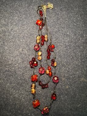 Chico's Dbl Layered on Blk Cord Glass Beach 20in Necklace